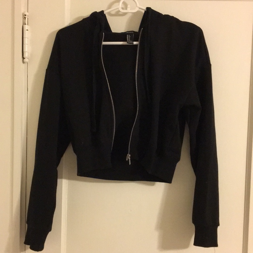 Forever 21 cropped black zip up